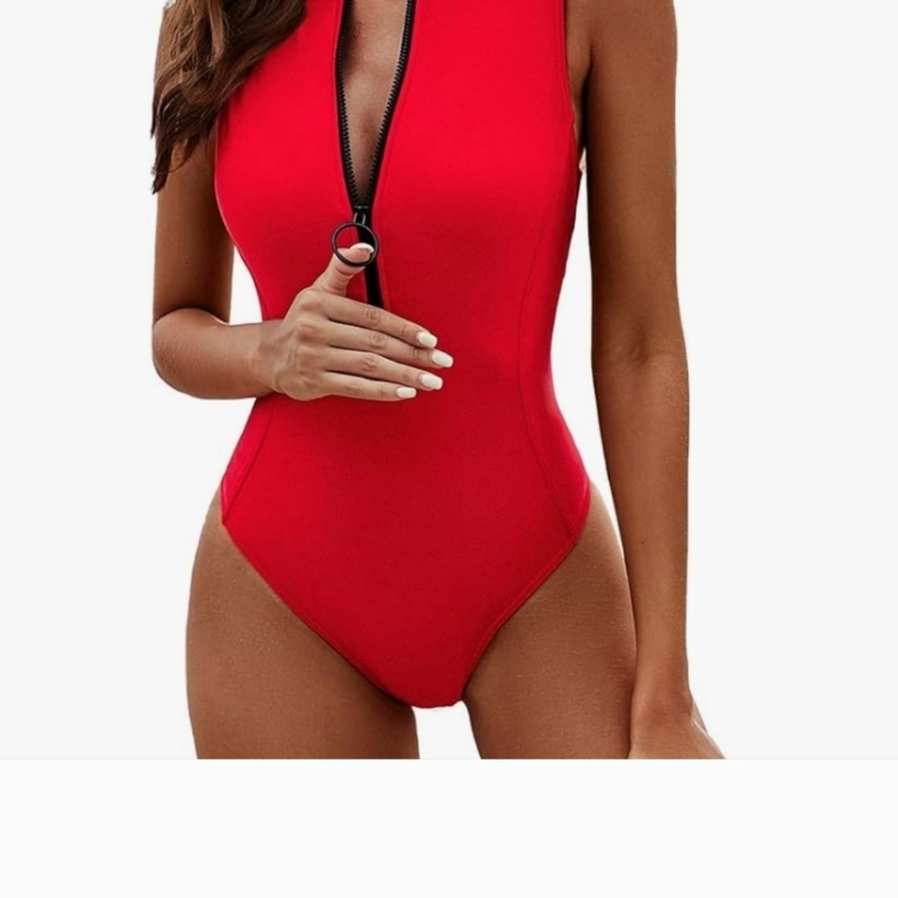 Charmo XL Surf Suit Rash Guard Swimsuit with Black Zipper  FITS SIZES 14/16 SEXY